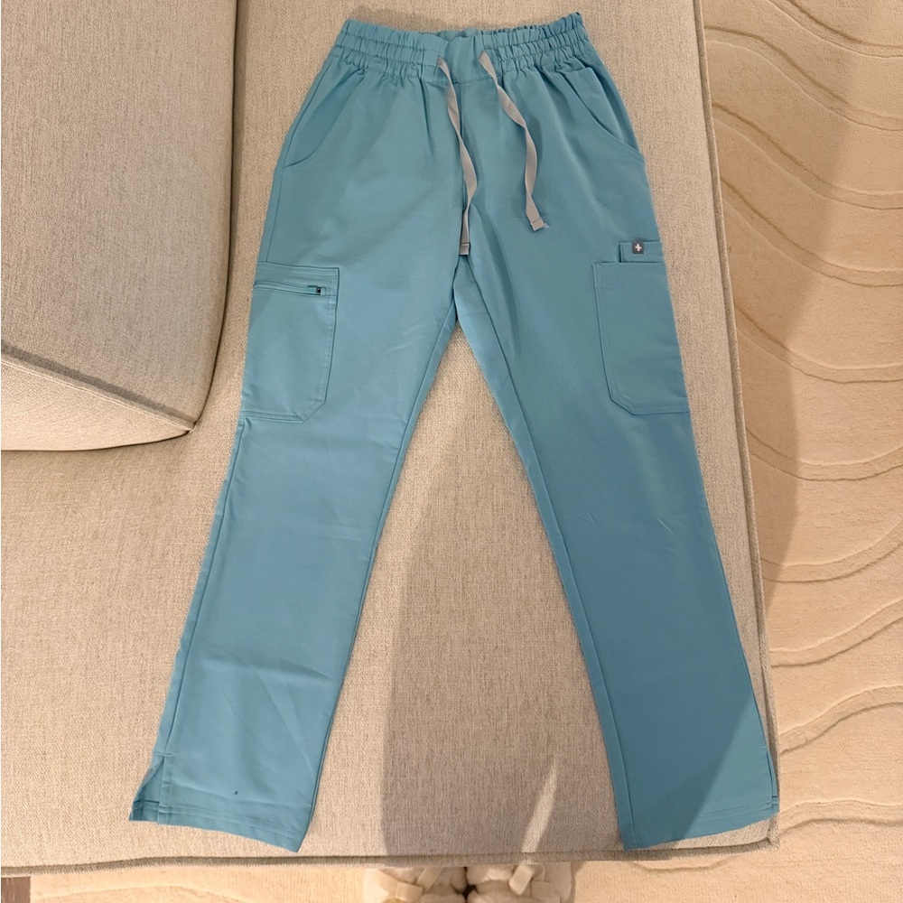 FIGS Dowa Scrub Pants XXS Petite Seaglass Blue NWOT High Waisted